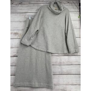 Free Est Mock neck Open Back French Terry Top and Maxi Skirt Womens Small Gray